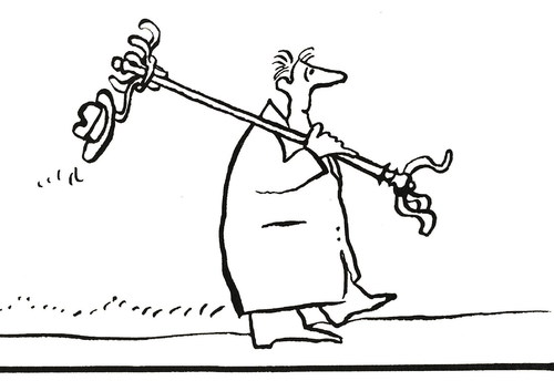 Cartoon: WALKING. Absent - minded (medium) by Kestutis tagged absent,minded,hat