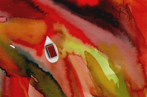 Cartoon: Watercolor rain. Red (medium) by Kestutis tagged watercolor,rain,red,art,kunst,kestutis,lithuania,dada,postcard