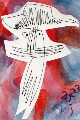 Cartoon: Western heroes. One line 4 (medium) by Kestutis tagged western,heroes,one,line,kestutis,lithuania,dada,postcard