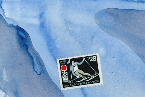 Cartoon: Where are they hurrying (medium) by Kestutis tagged winter,sports,dada,postcard,art,kunst,kestutis,lithuania