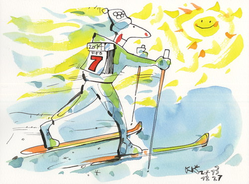 Cartoon: Winter Olympic calendar (medium) by Kestutis tagged calendar,winter,olympic,start,snow,sochi,2014,sports,skiing,sun,kestutis,siaulytis