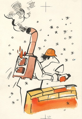 Cartoon: WORK IN THE WINTER (medium) by Kestutis tagged sluota,kestutis,work,winter,arbeit,lithuania