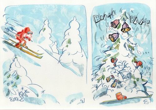 Cartoon: Alpine bells (medium) by Kestutis tagged alp,bell,winter,sport,kestutis,lithuania,snow,skiing