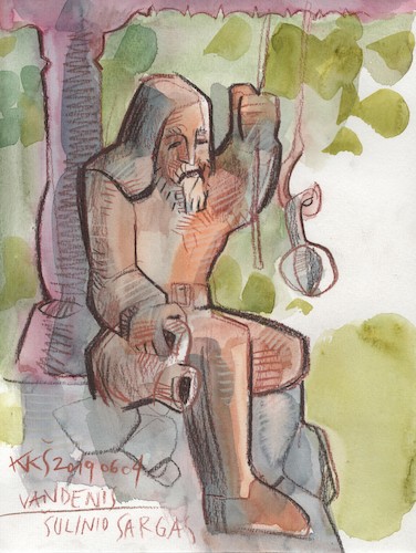 Cartoon: Antanas Cesnulis (medium) by Kestutis tagged art,kunst,sketch,watercolor,kestutis,lithuania