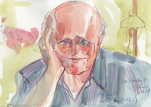 Cartoon: Antanas Cesnulis (medium) by Kestutis tagged art,kunst,sketch,watercolor,kestutis,lithuania