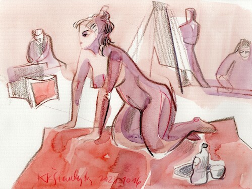 Cartoon: Artist and model 4 (medium) by Kestutis tagged artist,model,sketch,art,kunst,kestutis,lithuania