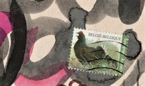 Cartoon: Bird is a mysterious work of art (medium) by Kestutis tagged bird,art,mysterious,work,dada,postcard,philately,kestutis,lithuania