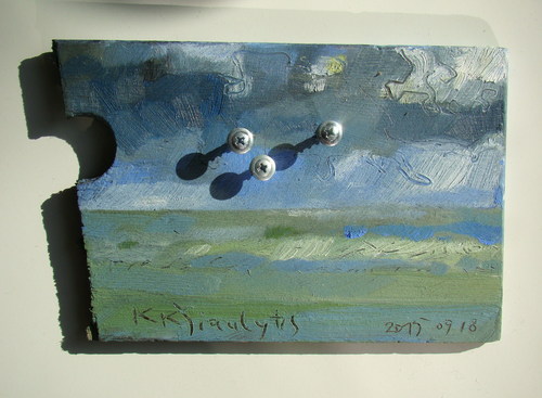 Cartoon: Birds over the bay (medium) by Kestutis tagged painting,dada,postcard,kestutis,lithuania