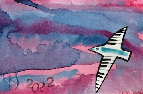 Cartoon: Blues sky. Mini cartoon (medium) by Kestutis tagged blues,sky,minicartoon,kestutis,lithuania,vogel,music,bird