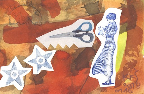 Cartoon: Cutting artist (medium) by Kestutis tagged cutting,artist,dada,postcard,kestutis,lithuania