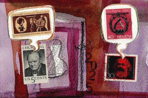 Cartoon: Dreamers (medium) by Kestutis tagged dreamer,art,kunst,marx,churchill,dada,postcard,kestutis,lithuania