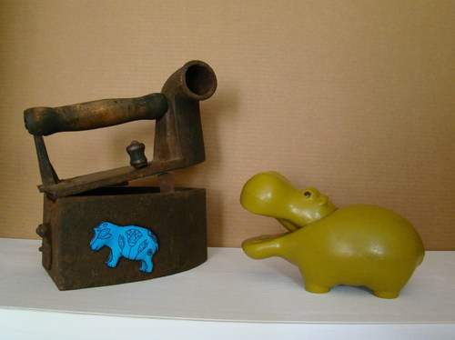 Cartoon: Drei Flusspferde (medium) by Kestutis tagged lithuania,kestutis,installation,dada,photo,hippopotamus,flusspferd