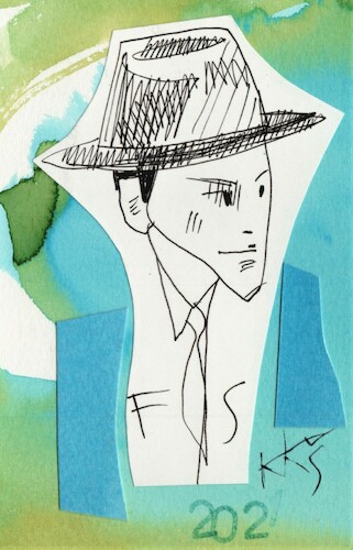 Cartoon: Frank Sinatra (medium) by Kestutis tagged singer,actor,postcard,sketch,sinatra,kestutis,lithuania,music