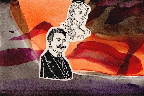 Cartoon: Noosphere problems (medium) by Kestutis tagged noosphere,problems,graphic,novel,dada,postcard,art,kunst,man,woman,kestutis,lithuania