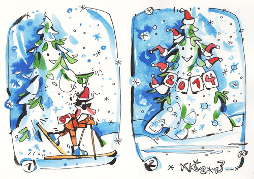 Cartoon: Olympic year! (medium) by Kestutis tagged olympic,year,winter,sports,sochi,snow,schnee,tanne,fir,kappe,cap,skier,number,kestutis,lithuania