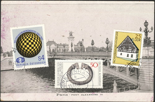 Cartoon: Op art or Pont. Comic Strip (medium) by Kestutis tagged brücke,bridge,lithuania,kestutis,paris,opart,art,postage,stamps,comic,dada