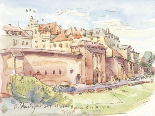 Cartoon: POLAND. TORUN. VISTULE. VISLA (medium) by Kestutis tagged aquarell,poland,watercolor,sketch