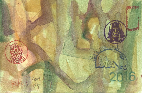 Cartoon: Postcard Star Wars 34 (medium) by Kestutis tagged dada,postcard,kestutis,lithuania,star,war
