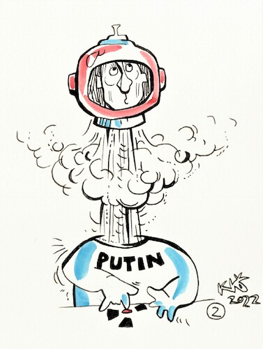 Cartoon: Putins fateful decision (medium) by Kestutis tagged putin,war,ukraine,russia,krieg,russland,kestutis,lithuania