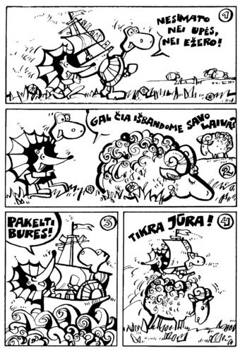 Cartoon: Sailboat test. Storm (medium) by Kestutis tagged education,kinder,children,kids,kind,child,igel,hedgehog,sailboat,storm,comic,strip,kestutis,siaulytis,lithuania,adventure