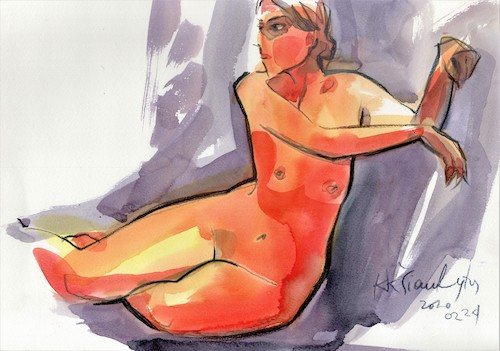 Cartoon: Sketch art. Artist and model 15 (medium) by Kestutis tagged sketch,artist,model,kestutis,lithuania,art,kunst