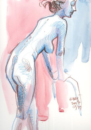 Cartoon: Sketch. Artists and model (medium) by Kestutis tagged sketch,artists,model,art,kunst,kestutis,lithuania