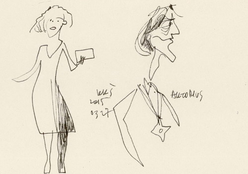 Cartoon: Sketch. World Theatre Day (medium) by Kestutis tagged lithuania,kestutis,sketch,day,theatre,world,actors