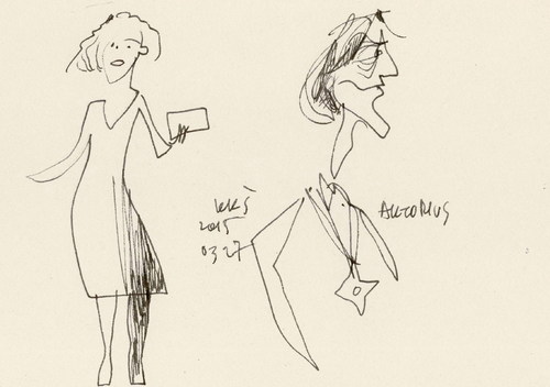Cartoon: Sketch. World Theatre Day (medium) by Kestutis tagged lithuania,kestutis,sketch,day,theatre,world,actors