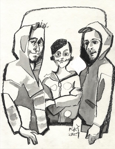 Cartoon: Three actors (medium) by Kestutis tagged actors,kestutis,lithuania,theater