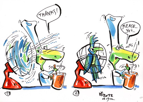 Cartoon: VENTILATOR (medium) by Kestutis tagged siaulytis,kestutis,turtle,ornithology,vogel,bird,comic,kitchen,pirate,chef,ventilator,lithuania,adventure,strip