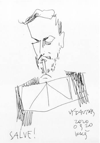 Cartoon: Vytautas Sriubikis (medium) by Kestutis tagged sketch,musician,kestutis,lithuania
