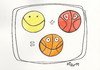 Cartoon: BASKETBALL - TWO IN ONE (small) by Kestutis tagged basketball,sports,two,three,one,passion,kestutis,lithuania,mood,humor,temper,plus