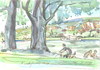 Cartoon: BONN. RHEIN BEI BAD GODESBERG (small) by Kestutis tagged skizze rhein boon watercolor sketch deutschland germany