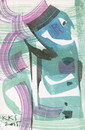 Cartoon: Brush dance. Diptych (small) by Kestutis tagged dada postcard kestutis lithuania art kunst blues music