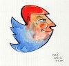 Cartoon: Donald Trump as Twitter (small) by Kestutis tagged donald trump communication information elections twitter elon musk kestutis lithuania