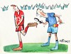 Cartoon: Football detective (small) by Kestutis tagged football,detective,sport,referee,fußball,kestutis,lithuania,euro,uefa,red,card,fans,soccer,spiel,ball,europameisterschaft