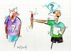Cartoon: Football referee doubts (small) by Kestutis tagged football fußball red yellow art kunst artifact kestutis lithuania uefa germany referee euro2024 socer