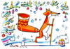 Cartoon: Fox looking for Santa Claus (small) by Kestutis tagged santa,claus,fox,animal,nature,kestutis,lithuania,winter,spruce,tanne,snow,schnee