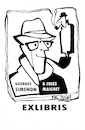 Cartoon: GEORGES SIMENON exlibris (small) by Kestutis tagged simenon,maigret,exlibris,kestutis,lithuania,paris,intuition,writer,book,commissioner,library,police,detective