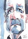 Cartoon: Hollande in Moskau (small) by Kestutis tagged russia,peace,ukraine,watercolor,caricature,kestutis,lithuania,portrait,germany,postcard,france,europe,hollande,moskau