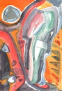 Cartoon: In the facebook world (small) by Kestutis tagged facebook world computer internet watercolor www person man woman dada kestutis lithuania