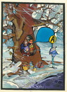 Cartoon: Kolkhoz bus stop. Winter (small) by Kestutis tagged winter tree kestutis sluota lithuania kolkhoz