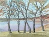 Cartoon: Lakeside trees in spring (small) by Kestutis tagged watercolor,sketch,art,kunst,spring,kestutis,lithuania