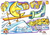 Cartoon: Moon rushing to Santa Claus (small) by Kestutis tagged moon santa claus mond ski stars sterne kestutis lithuania christmas weihnachten winter