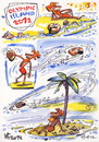 Cartoon: OLYMPIC ISLAND. Discus throw (small) by Kestutis tagged discus throw olympic island desert london 2012 summer kestutis siaulytis lithuania sun palm ocean comic comics strip music disc myron discobolus mussel