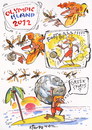 Cartoon: OLYMPIC ISLAND. Greek Sports (small) by Kestutis tagged greek sports london 2012 summer greece football desert island olympic ocean sun kestutis siaulytis lithuania comic globe soccer hercules myth wasp earth sphere comics strip