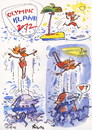 Cartoon: OLYMPIC ISLAND. Trampolining (small) by Kestutis tagged trampolining olympic island sport comic comics strip london summer 2012 lithuania kestutis siaulytis palm gymnastics acrobatics jellyfish medusa night moon sun ocean