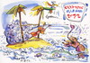 Cartoon: OLYMPIC ISLAND. Water polo (small) by Kestutis tagged water,polo,london,2012,summer,insel,squid,parrot,plastic,containers,packing,goalkeeper,island,desert,olympic,palm,sport,kestutis,siaulytis,nature,environment,ecological,animal,lithuania,ocean