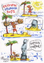 Cartoon: OLYMPIC ISLAND. Weightlifting (small) by Kestutis tagged weightlifting london 2012 strip comic athletics comics summer olympic olympics sport desert island palm lithuania kestutis siaulytis ocean easter doping control sculpture