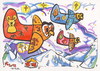 Cartoon: Owls flying to Santa Claus (small) by Kestutis tagged owl santa claus nature bird winter christmas weihnachten kestutis maus stars night nacht